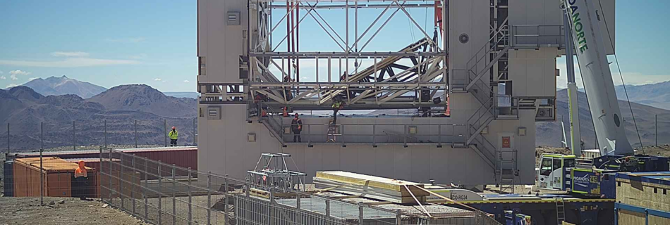 The Fred Young Submillimeter Telescope’s primary mirror was successfully emplaced.