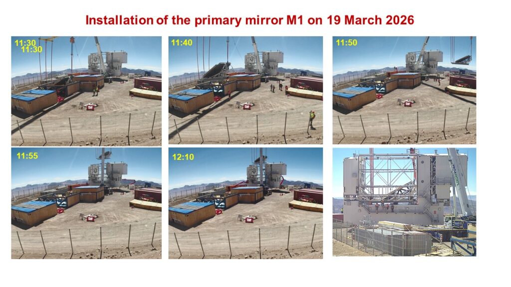 The Fred Young Submillimeter Telescope’s primary mirror was successfully emplaced.