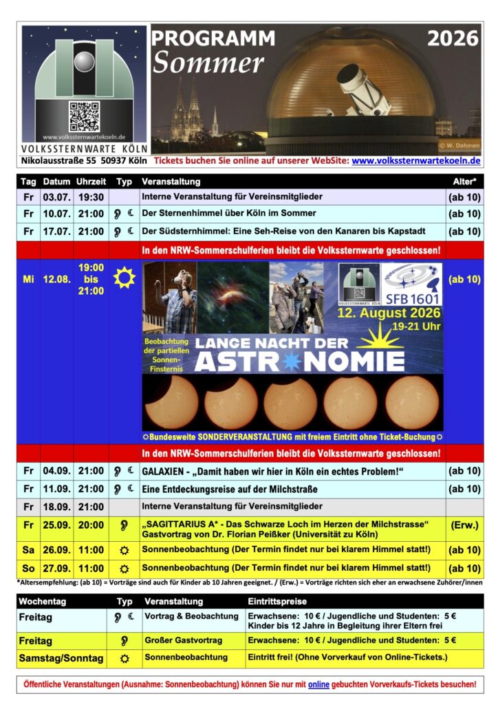 New Program of the Public Observatory Cologne